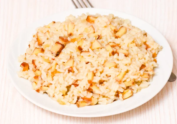 Pieces of smoked squid with rice — Stock Photo, Image