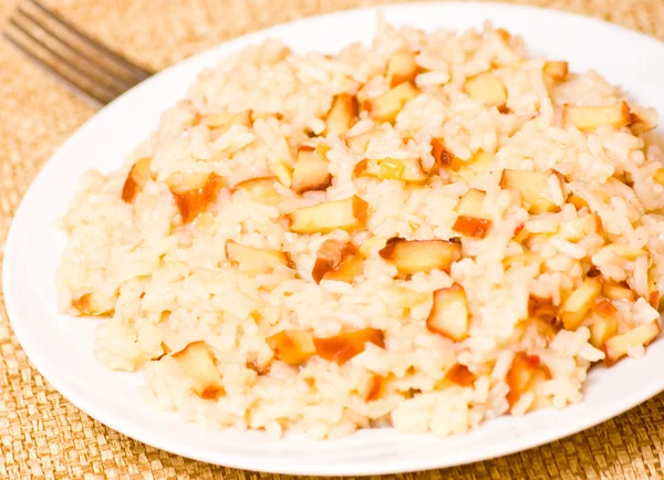 Pieces of smoked squid with rice — Stock Photo, Image