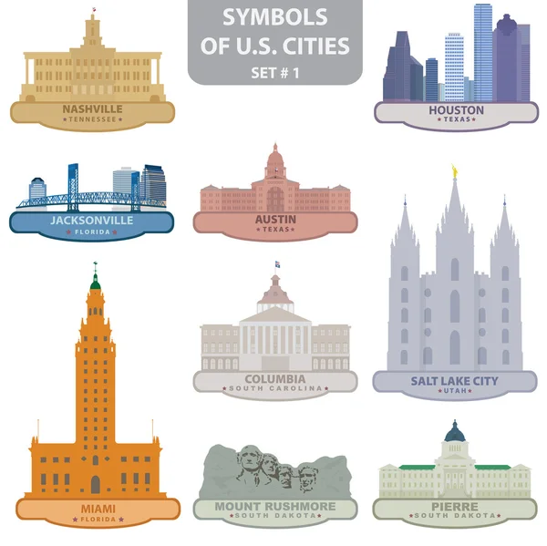 Symboler för amerikanska städer — Stock vektor