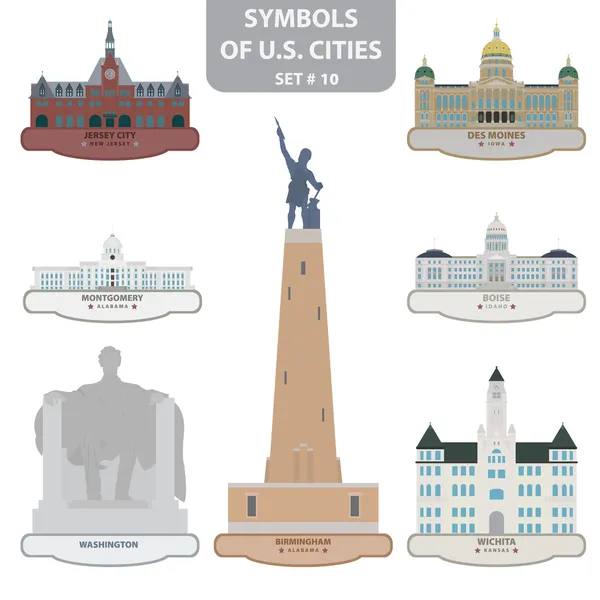 Σύμβολα από εμάς πόλεις — Διανυσματικό Αρχείο