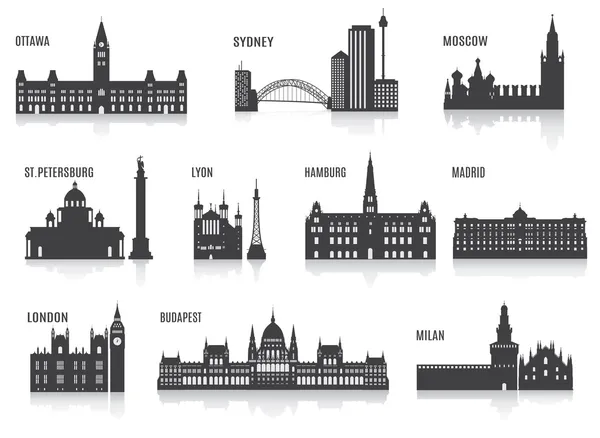 Silhouettes de villes — Image vectorielle