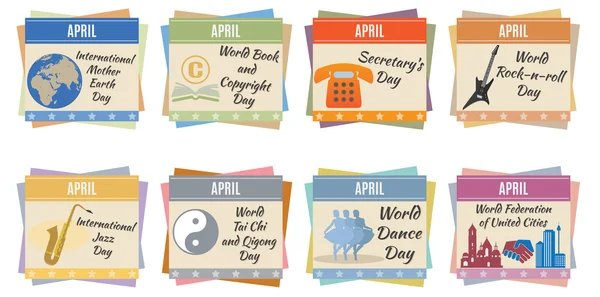 Wereld vakantie. april — Stockvector
