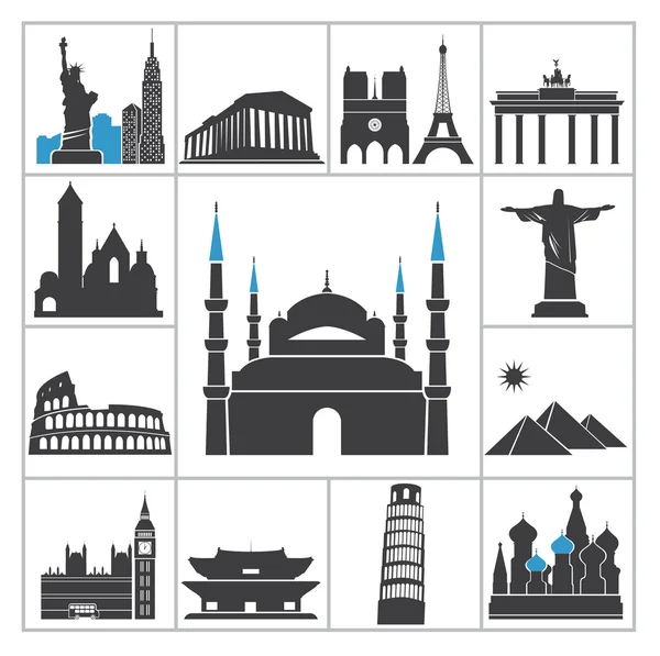 Landmark travel icons — Stock Vector