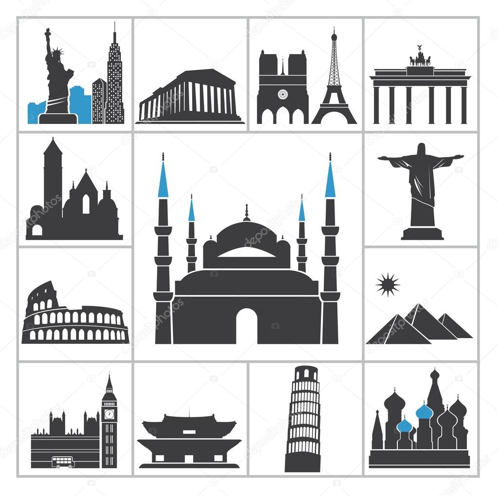 Landmark travel icons