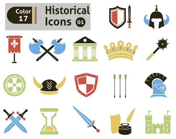 Iconos históricos — Vector de stock