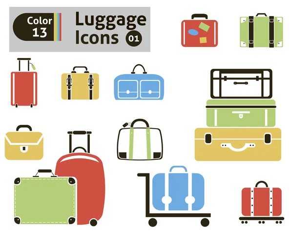Ícones de bagagem — Vetor de Stock