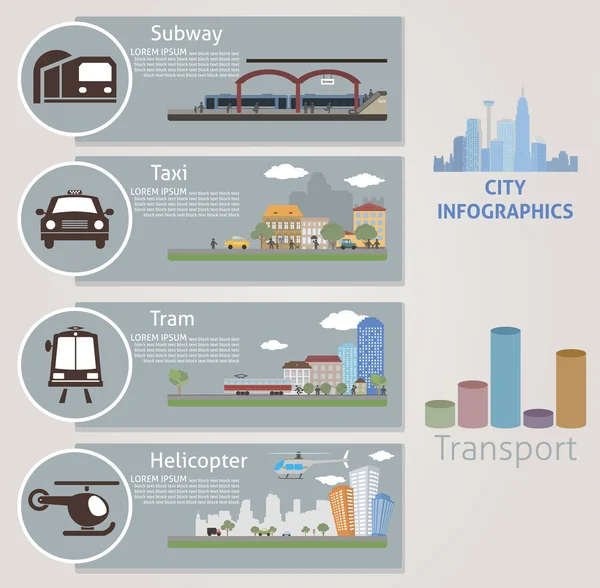 Ciudad. Transportes — Archivo Imágenes Vectoriales