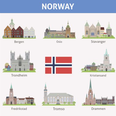 Norway. Symbols of cities clipart