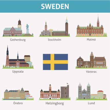 İsveç. şehirlerin simgeleri