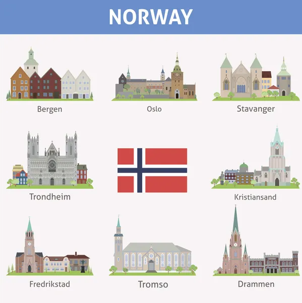 Norvège. symboles des villes — Stockvector