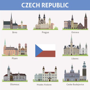 Çek Cumhuriyeti. şehirlerin simgeleri