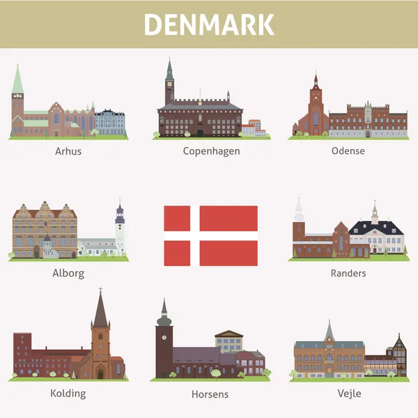 Danemark. Symboles des villes — Image vectorielle