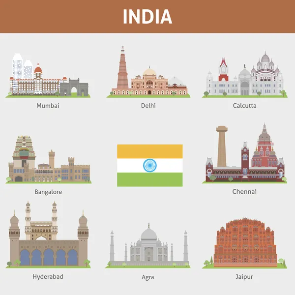 Ciudades de la India — Vector de stock