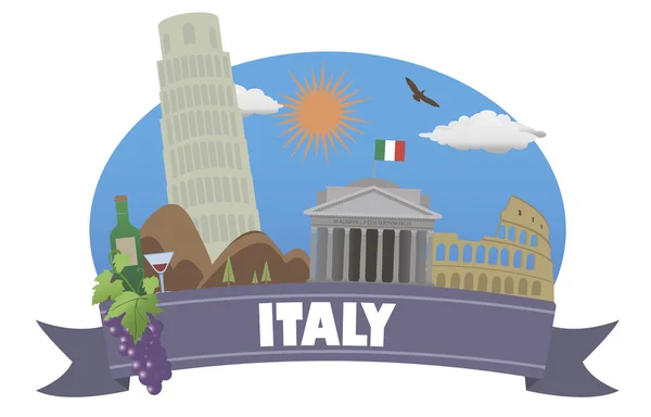 Italy. Tourism and travel — Stock Vector