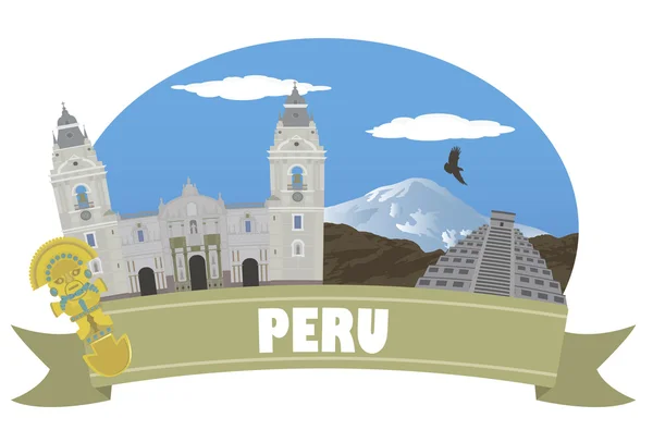 Peru. idegenforgalmi és utazási — Stock Vector