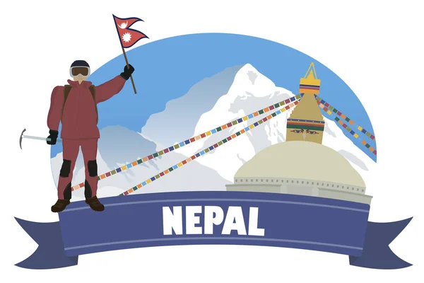 Nepal. Turismo y viajes — Vector de stock