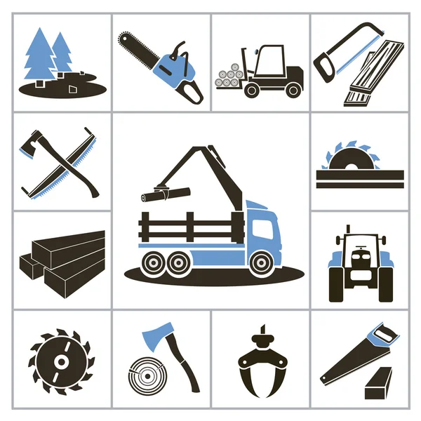 Woodworking industry icons — Stock Vector