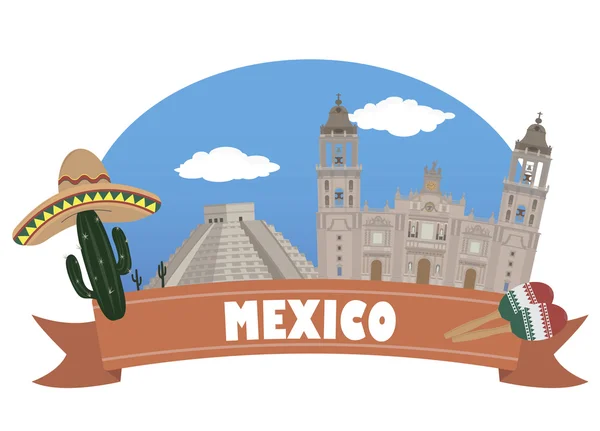 No México. Turismo e viagens —  Vetores de Stock