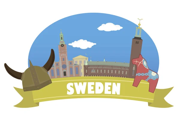 Suecia. Turismo y viajes — Vector de stock