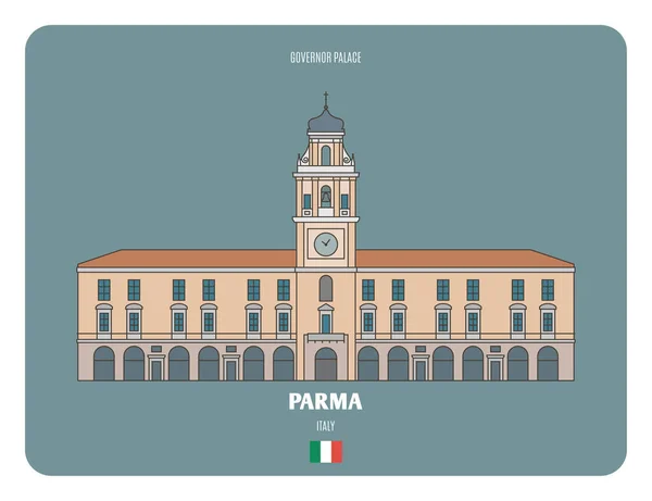 Gouverneur Palace Parma Italië Architectonische Symbolen Van Europese Steden Kleurrijke — Stockvector