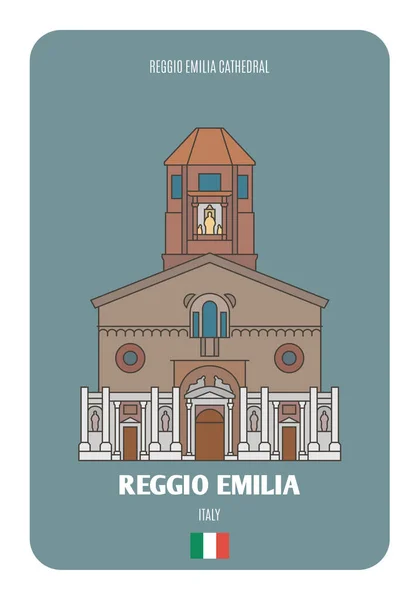 Reggio Emilia Cathedral Italy Architectural Symbols European Cities Colorful Vector — Stock Vector