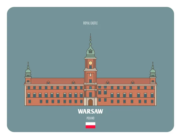 Polonya Varşova Daki Kraliyet Kalesi Avrupa Şehirlerinin Mimari Sembolleri Renkli — Stok Vektör