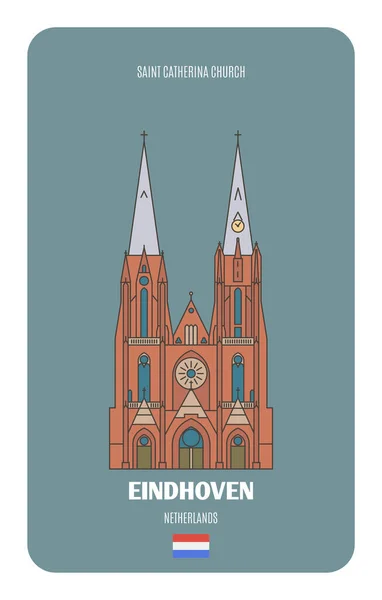 Kerk Sint Catherina Eindhoven Nederland Architectonische Symbolen Van Europese Steden — Stockvector