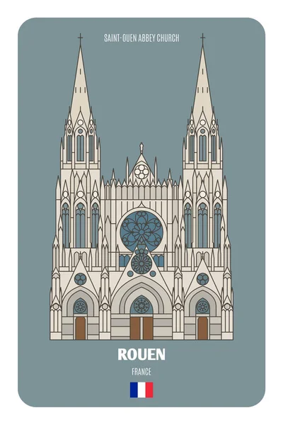 Iglesia Abadía Saint Ouen Rouen Francia Símbolos Arquitectónicos Las Ciudades — Vector de stock