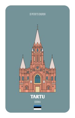 Tartu, Estonya 'daki St. Peters kilisesi. Avrupa şehirlerinin mimari sembolleri
