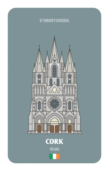 Finbarr Cathedral Cork Ierland Architectonische Symbolen Van Europese Steden Kleurrijke — Stockvector