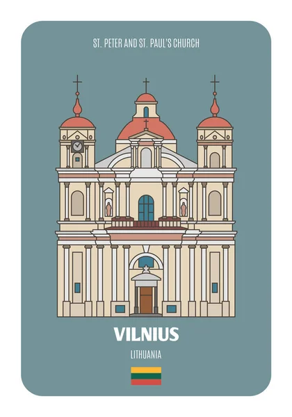 Peter Paul Church Vilnius Lithuania Architectural Symbols European Cities Colorful — Stock Vector