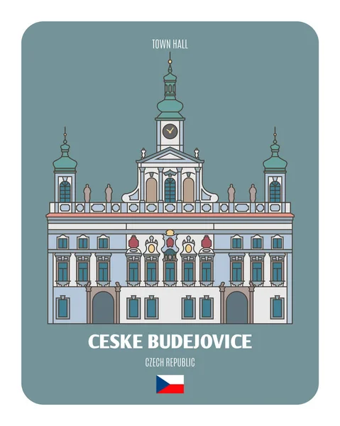 Çek Cumhuriyeti Ceske Budejovice Deki Belediye Binası Avrupa Şehirlerinin Mimari Telifsiz Stok Vektörler