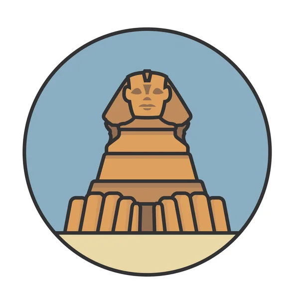 Sphinx Égyptien Contre Ciel Bleu Vecteur Ligne — Image vectorielle