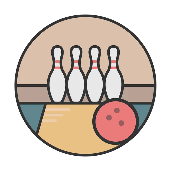 Bowling Skittles Bola Vetor Linha —  Vetores de Stock
