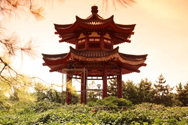 Casa del pabellón en la pagoda gigante del ganso salvaje, China, Xian — Foto de Stock