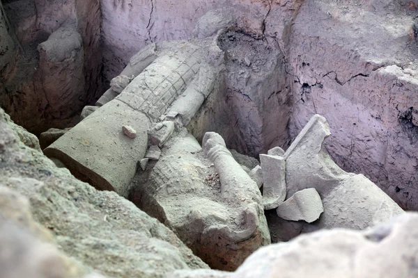 西安秦始皇帝の兵馬俑の発掘 — ストック写真