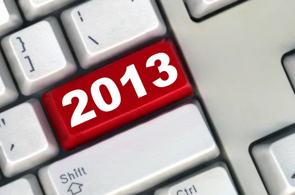 赤いボタン 2013年新年のキーボード — ストック写真