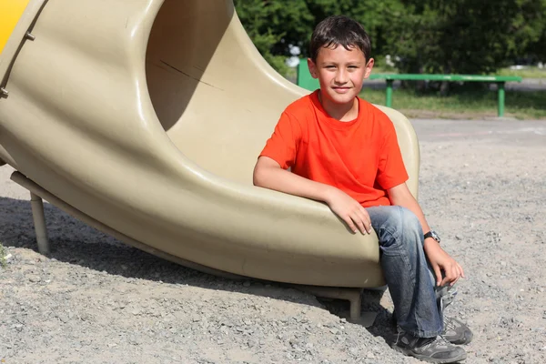 Boy in hot sunny day outdoors — Stock Photo, Image