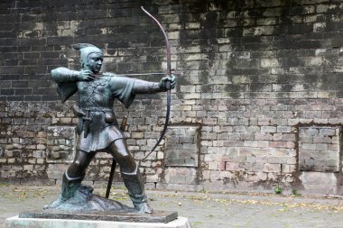 heykeli robin hood nottingham Kalesi, nottingham, İngiltere