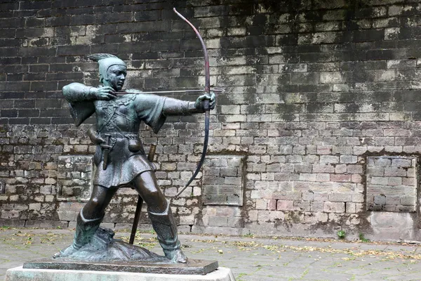 Socha Robina Hooda v nottingham castle, nottingham, Velká Británie — Stock fotografie