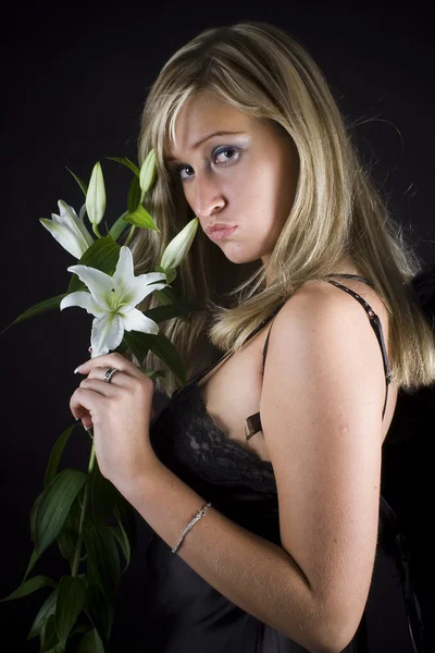 Angel with lily — Stock Photo, Image