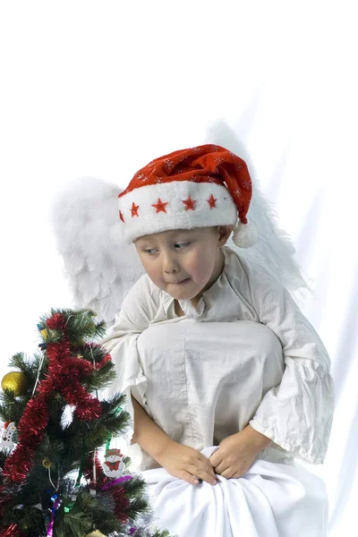 Menino como anjo de Natal — Fotografia de Stock