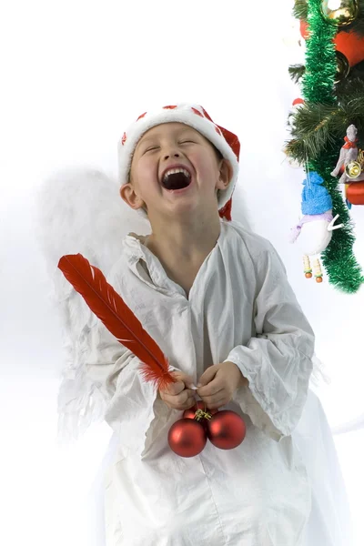 クリスマスの天使としての少年 — ストック写真