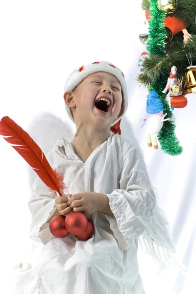 Menino como anjo de Natal — Fotografia de Stock