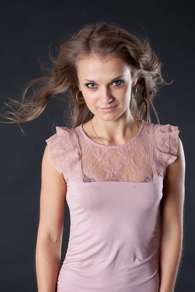 Girl with fly-away hair — Stock Photo, Image