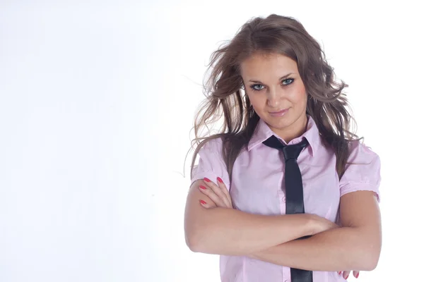 Girl in shirt and tie — Stock Photo, Image