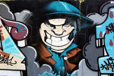 Graffiti wall background, urban street grunge art clipart