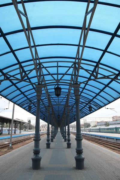 Modern train station in retro style — Stock Photo, Image