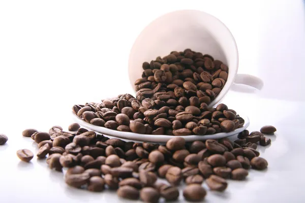 Cup and Background coffee beans. — Stock Photo, Image