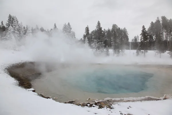 Fonte quente dentro da caldeira. Parque Nacional de Yellowstone — Fotografia de Stock